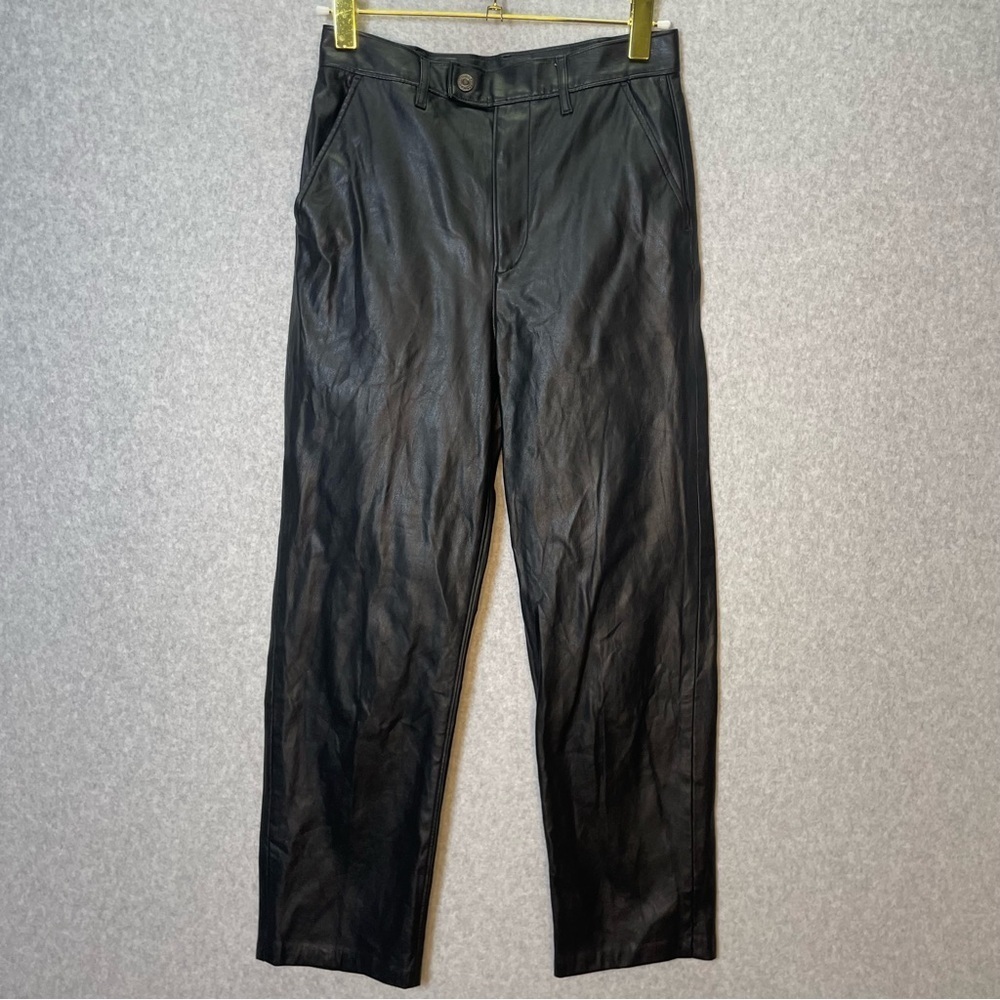 Levi’s Math Club Vegan Leather Cropped Black Slacks - Picture 5 of 9
